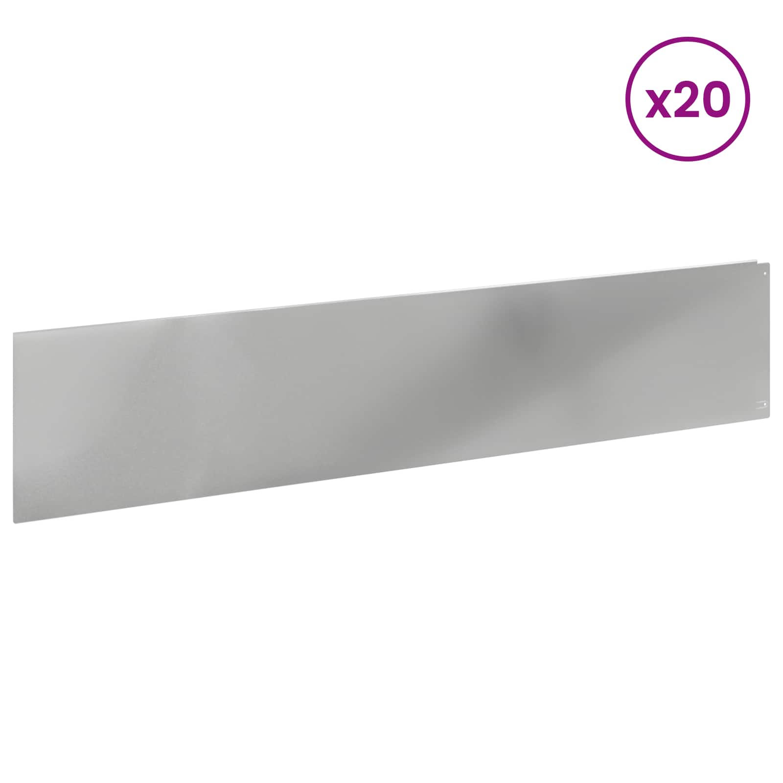 Gazonrand 20 st 100 x 22 cm Staal Zilverkleurig