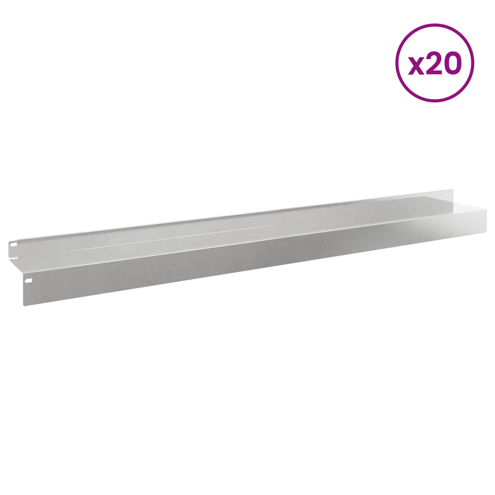 Gazonrand 20 st 100 x 10 x 8 cm Staal Zilverkleurig