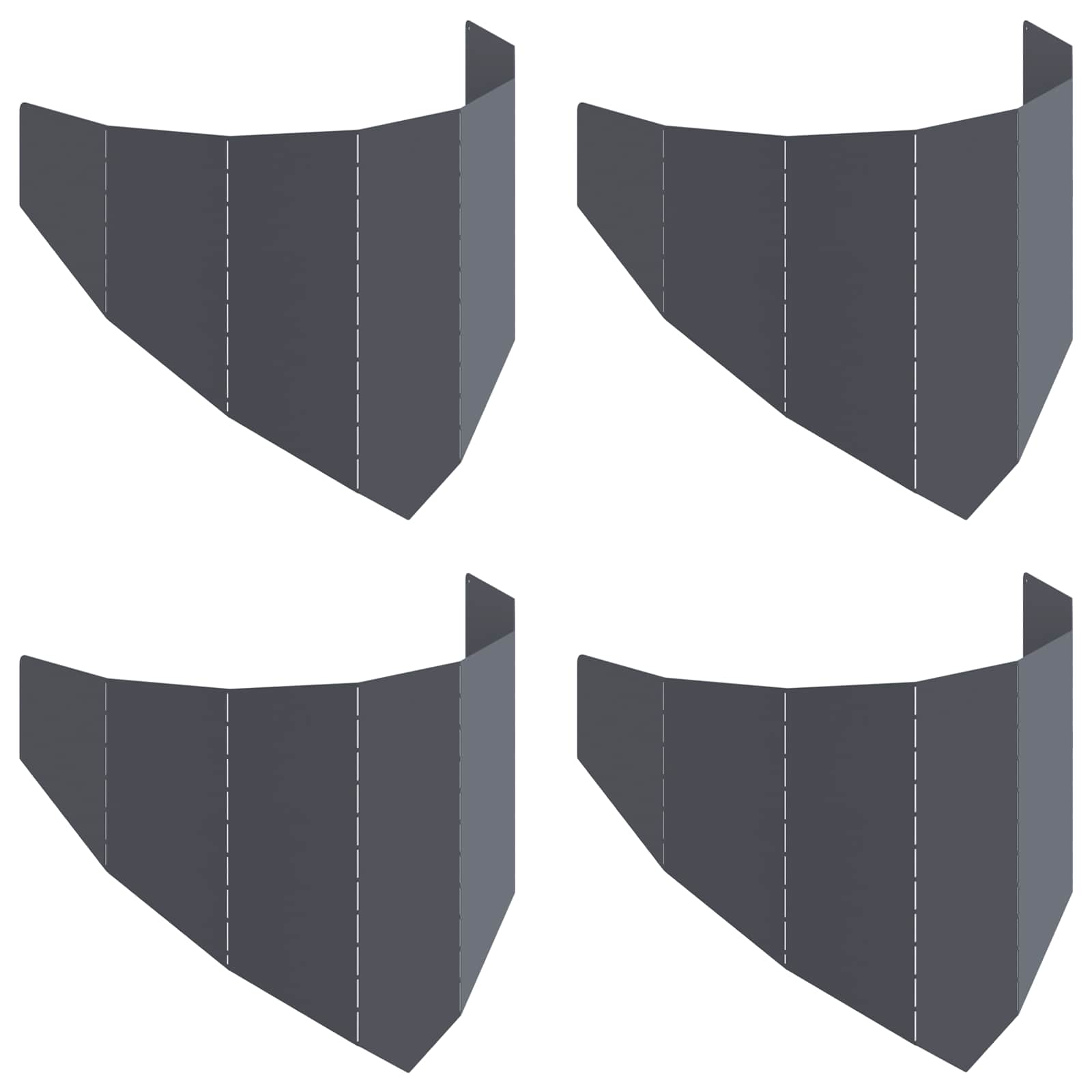 Gazonrand 4 st 100 x 45 cm Staal Antracietkleurig