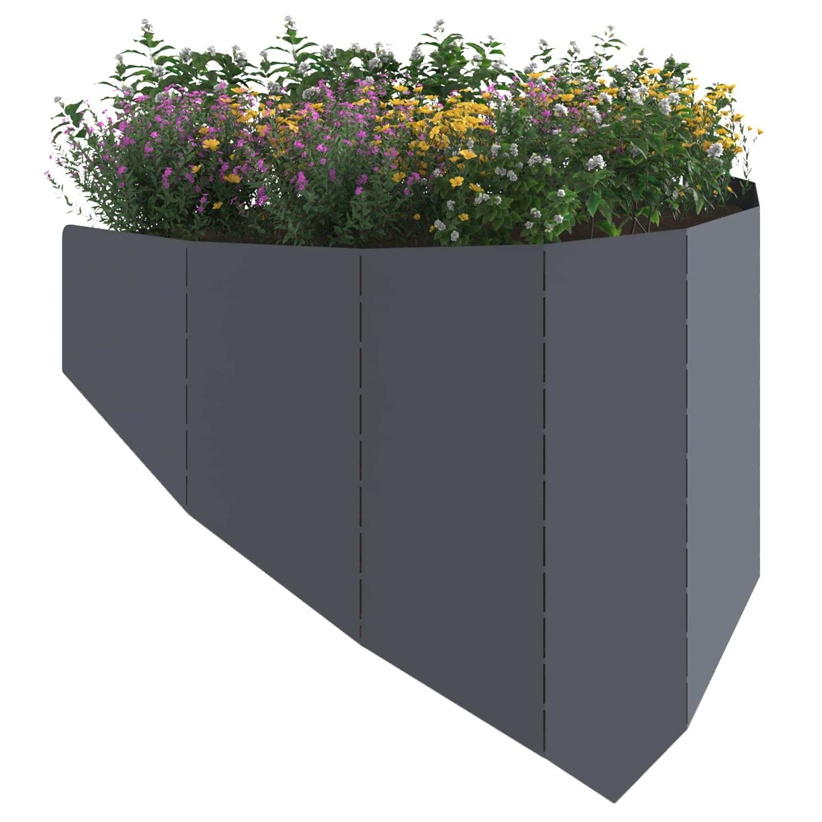 Gazonrand 4 st 100 x 45 cm Staal Antracietkleurig