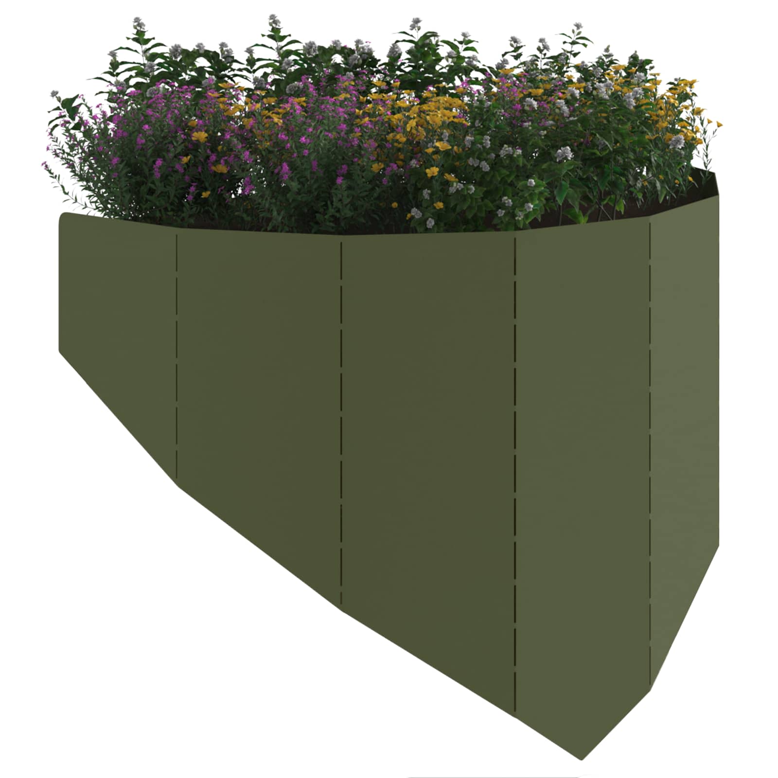 Gazonrand 4 st 100 x 45 cm Staal Olijfgroen