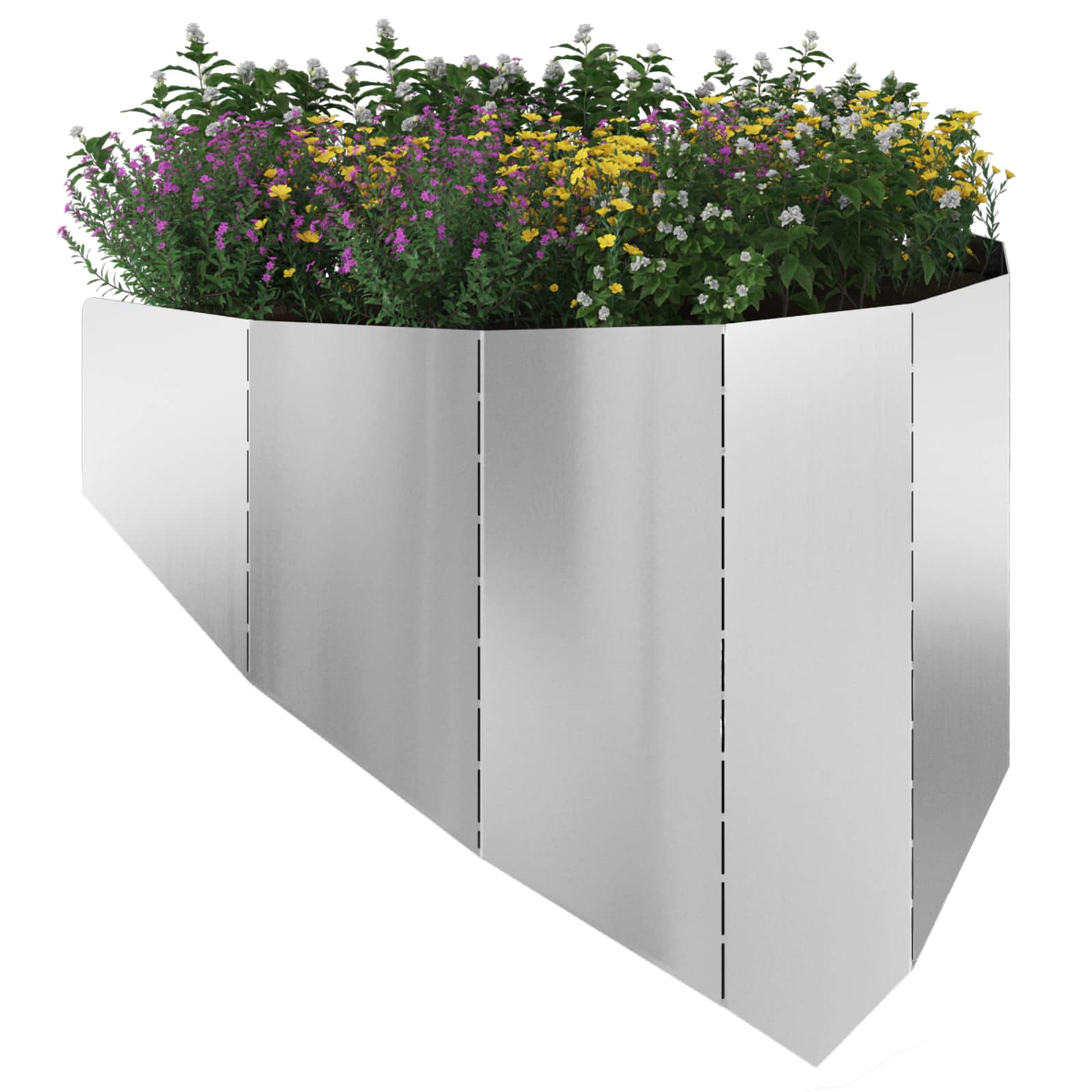 Gazonrand 4 st 100 x 45 cm Staal Zilverkleurig