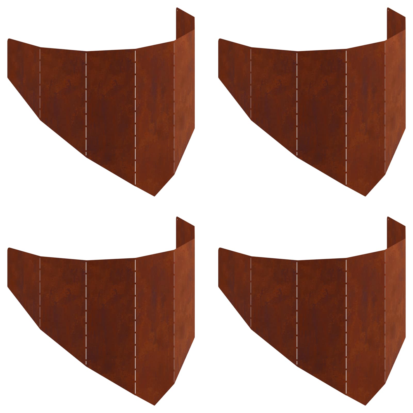 Gazonrand 4 st 100 x 45 cm Staal Roestig