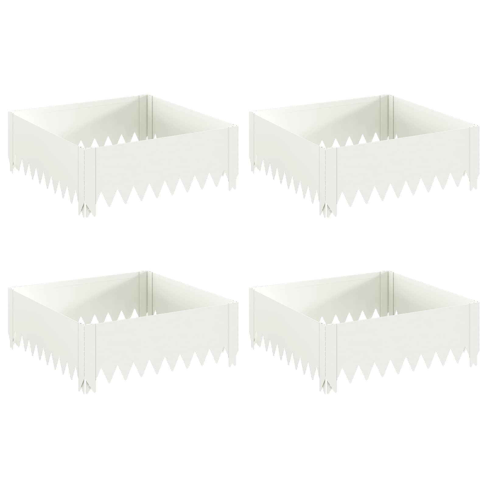 Gazonrand 4 st 60 x 60 x 20 cm Staal Wit