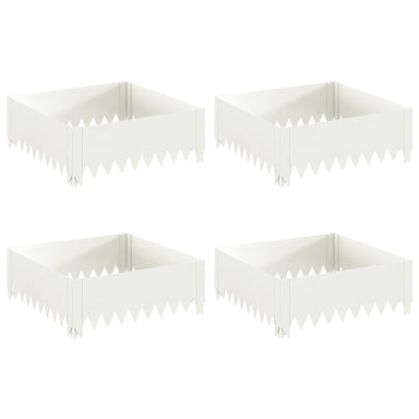 Gazonrand 4 st 60 x 60 x 20 cm Staal Wit