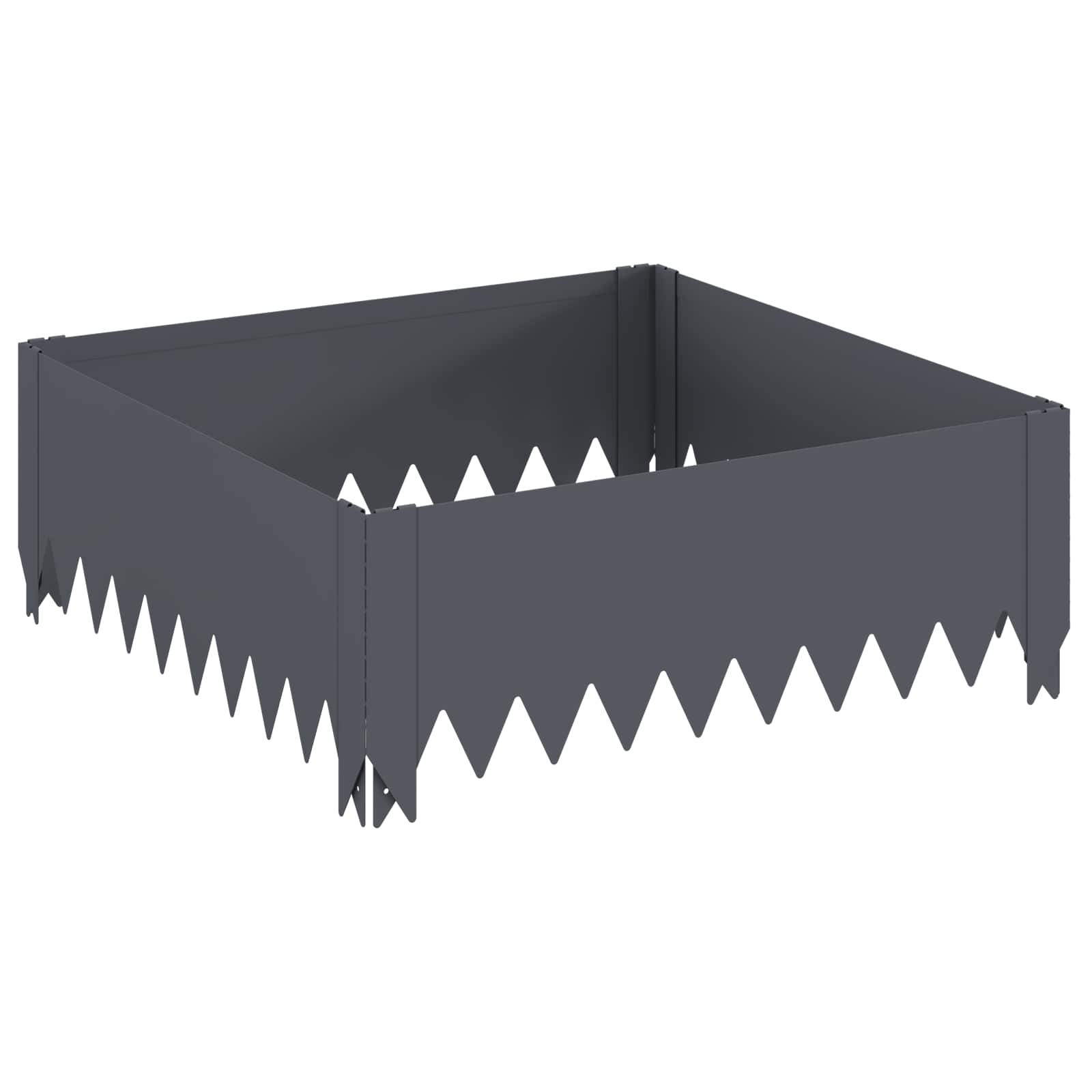 Gazonrand 4 st 60 x 60 x 20 cm Staal Antracietkleurig