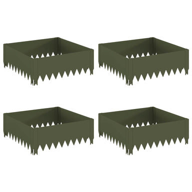 Gazonrand 4 st 60 x 60 x 20 cm Staal Olijfgroen