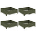 Gazonrand 4 st 60 x 60 x 20 cm Staal Olijfgroen