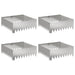 Gazonrand 4 st 60 x 60 x 20 cm Staal Zilverkleurig