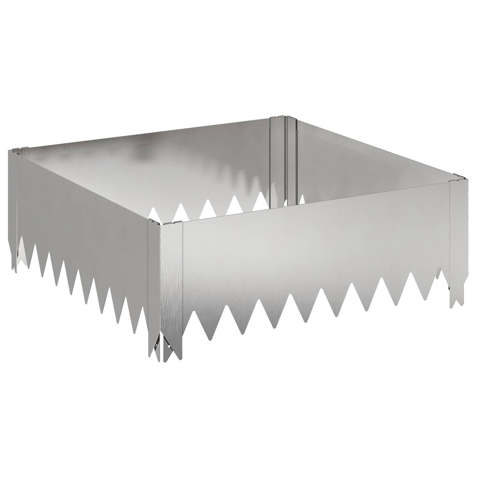 Gazonrand 4 st 60 x 60 x 20 cm Staal Zilverkleurig
