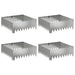 Gazonrand 4 st 60 x 60 x 20 cm Staal Zilverkleurig