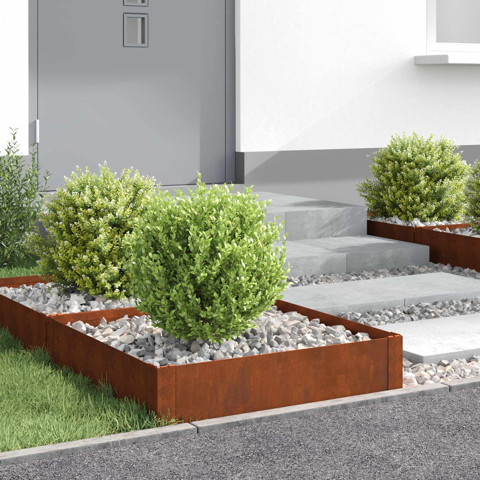 Gazonrand 4 st 60 x 60 x 20 cm Staal Roestig