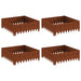 Gazonrand 4 st 60 x 60 x 20 cm Staal Roestig