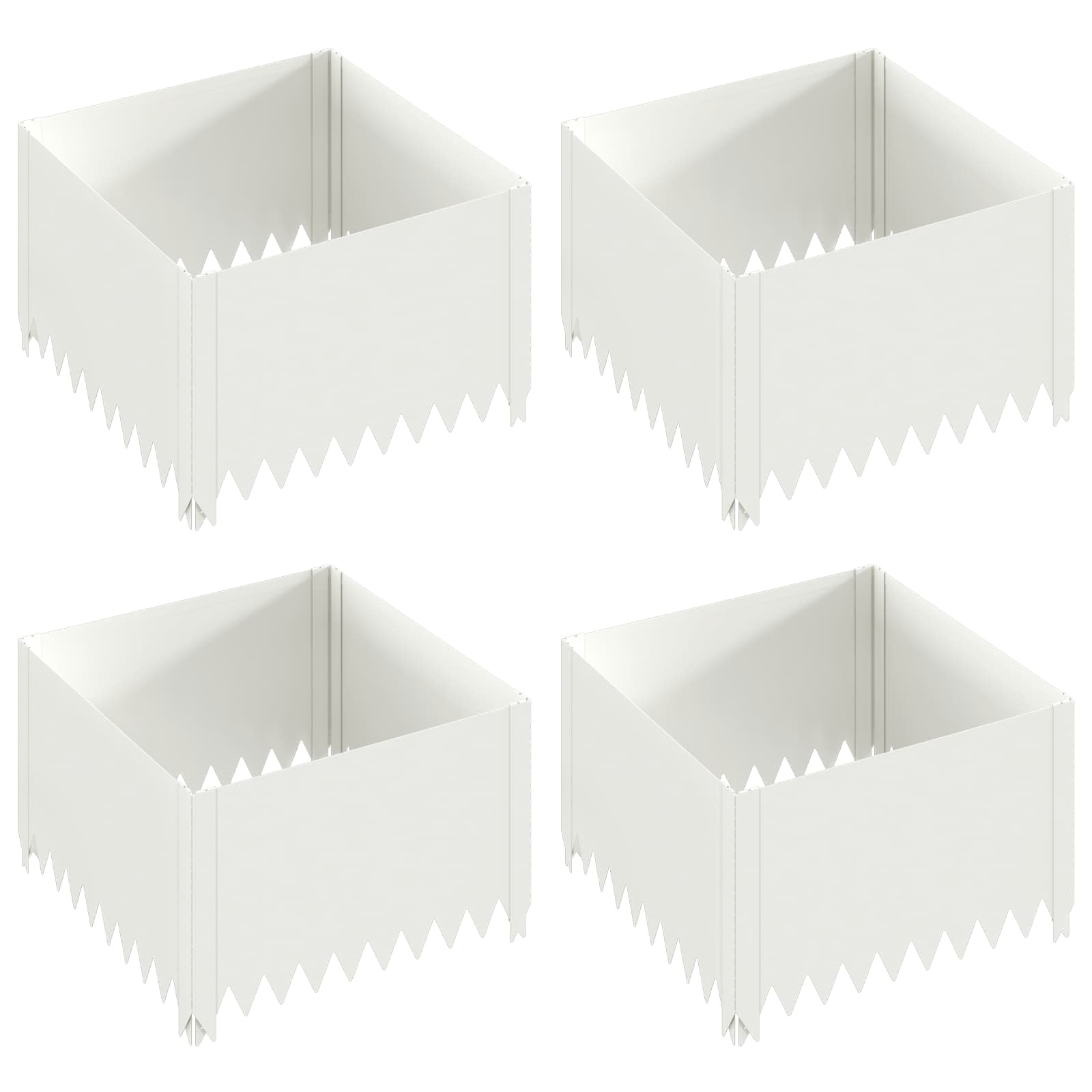 Gazonrand 4 st 60 x 60 x 35 cm Staal Wit