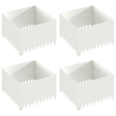 Gazonrand 4 st 60 x 60 x 35 cm Staal Wit