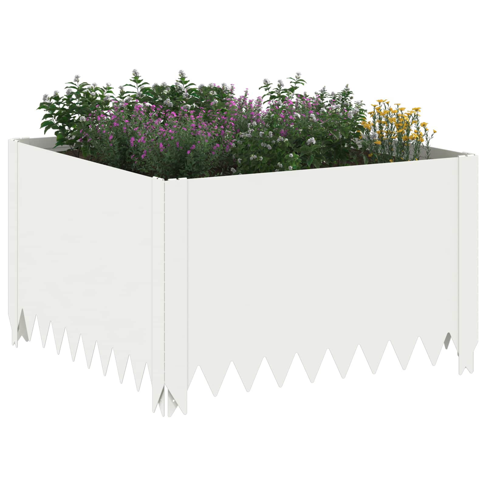 Gazonrand 4 st 60 x 60 x 35 cm Staal Wit