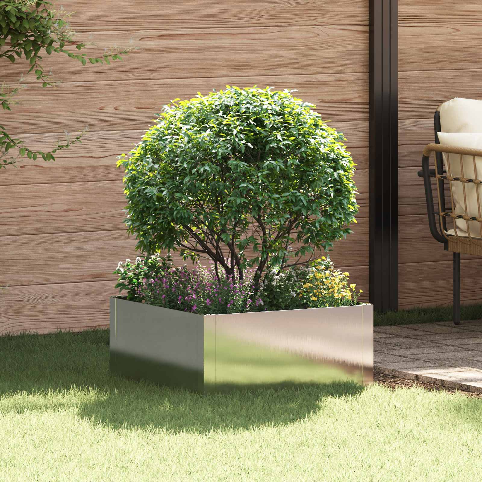 Gazonrand 60 x 60 x 35 cm Staal Zilverkleurig