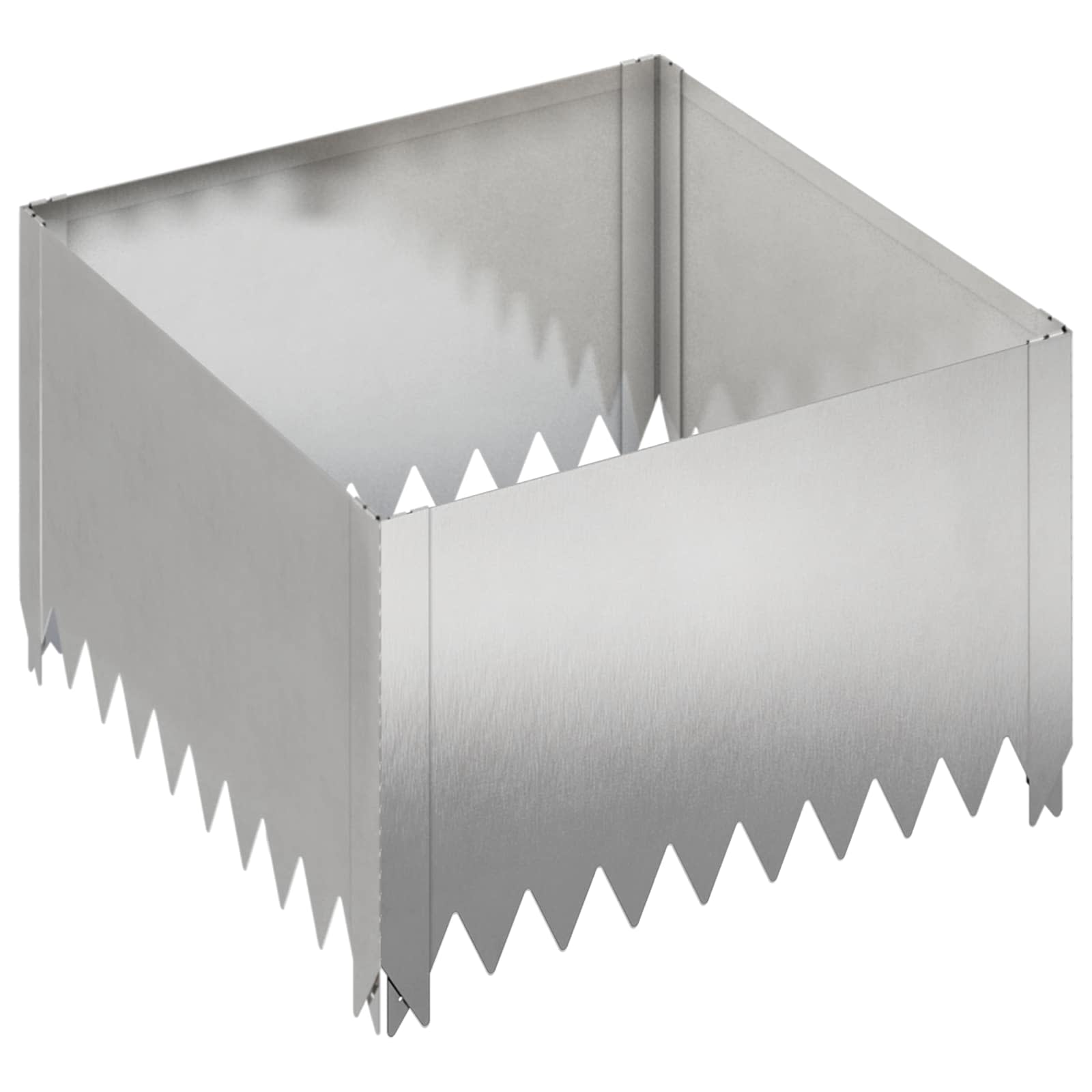 Gazonrand 4 st 60 x 60 x 35 cm Staal Zilverkleurig