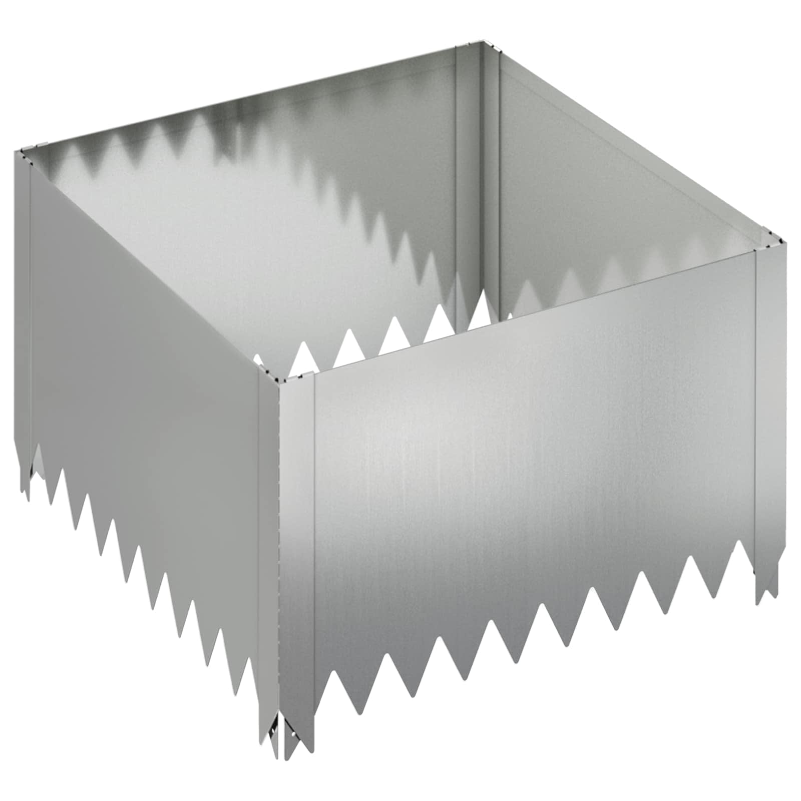 Gazonrand 4 st 60 x 60 x 35 cm Staal Zilverkleurig