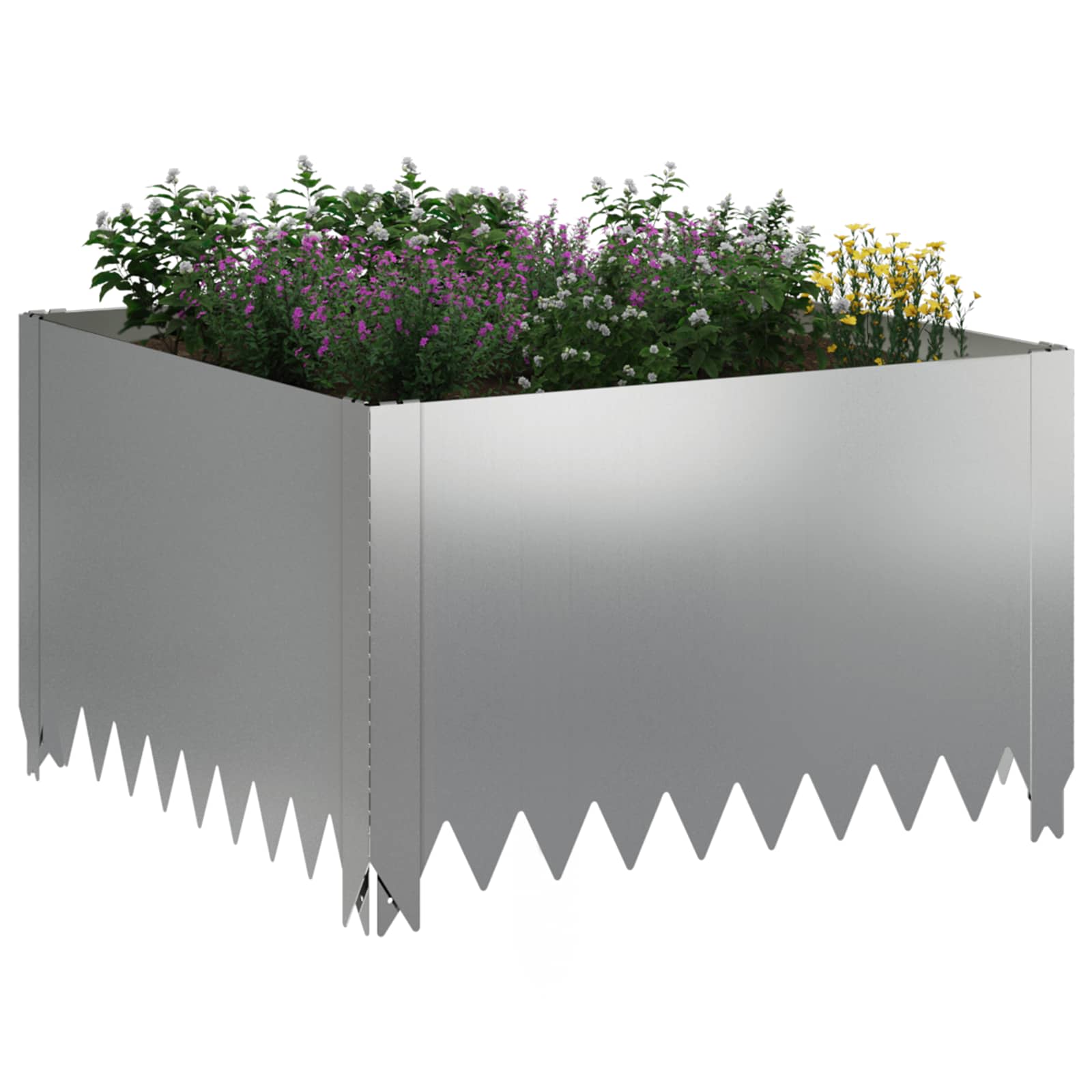 Gazonrand 4 st 60 x 60 x 35 cm Staal Zilverkleurig