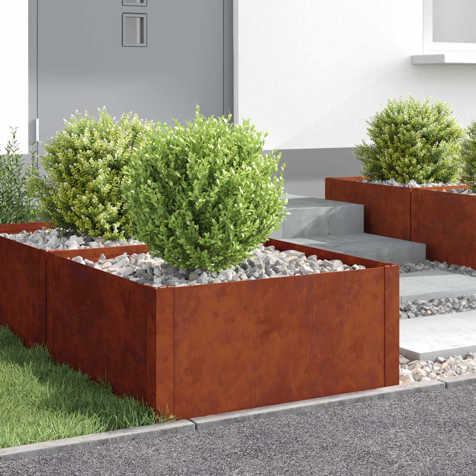 Gazonrand 4 st 60 x 60 x 35 cm Staal Roestig