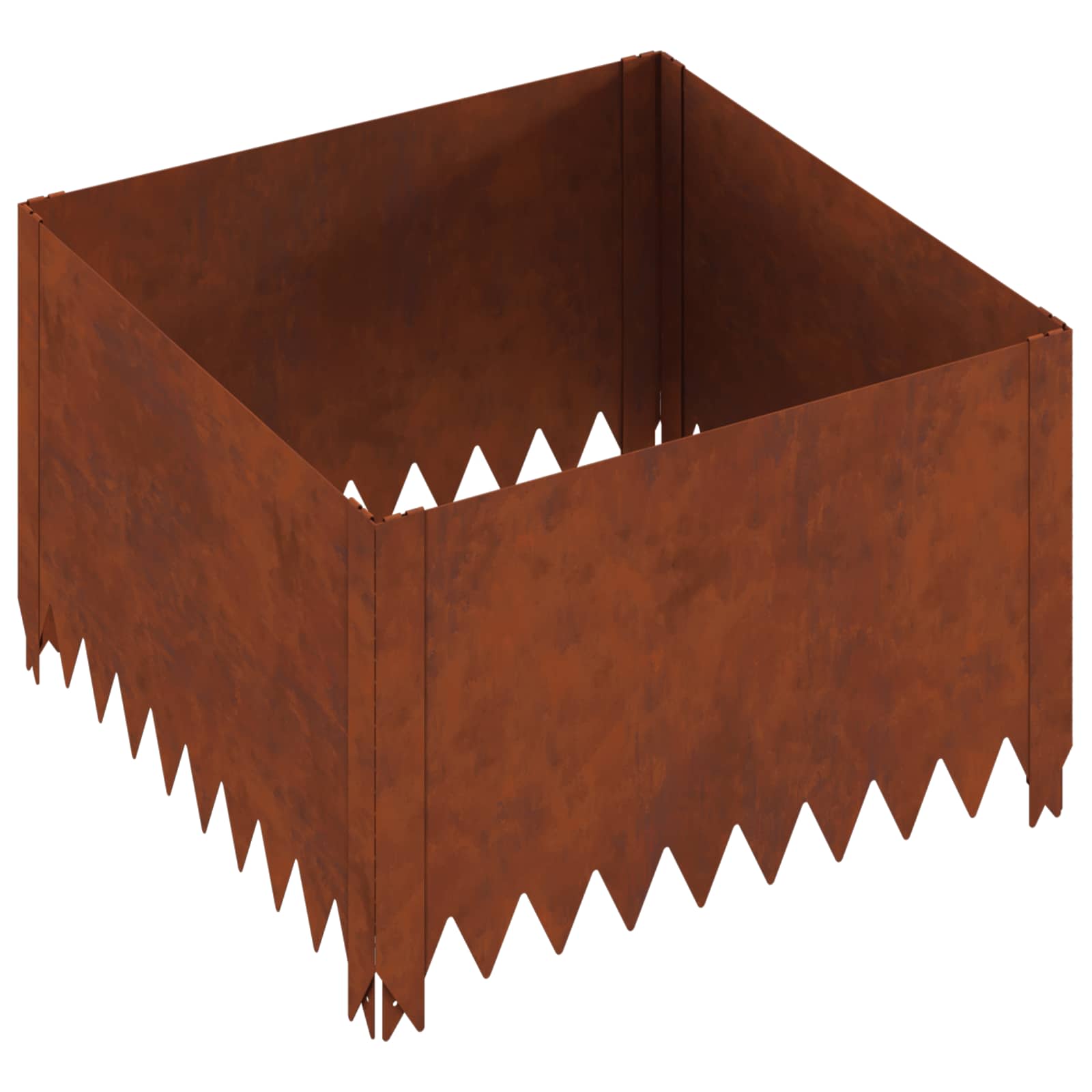 Gazonrand 4 st 60 x 60 x 35 cm Staal Roestig