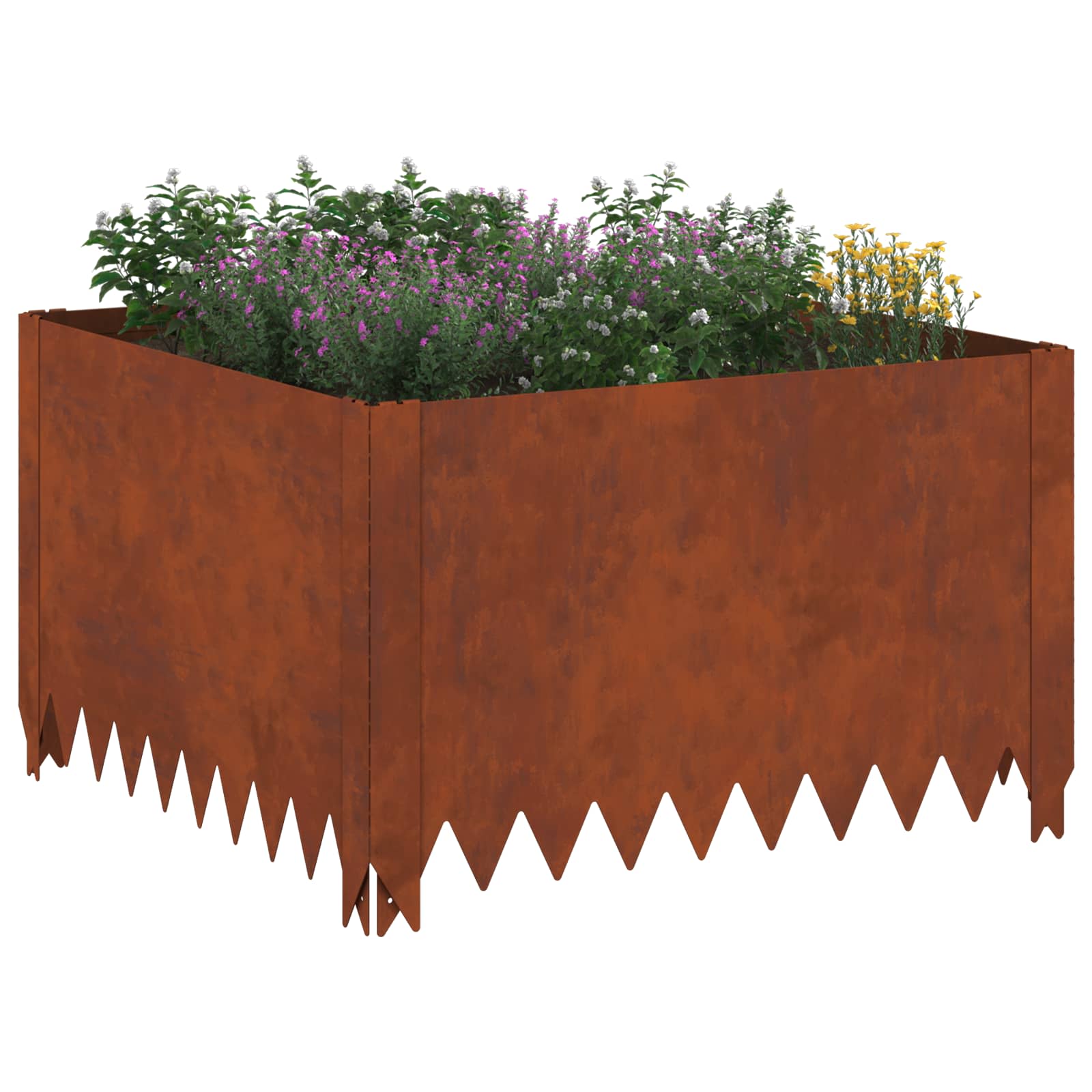 Gazonrand 4 st 60 x 60 x 35 cm Staal Roestig
