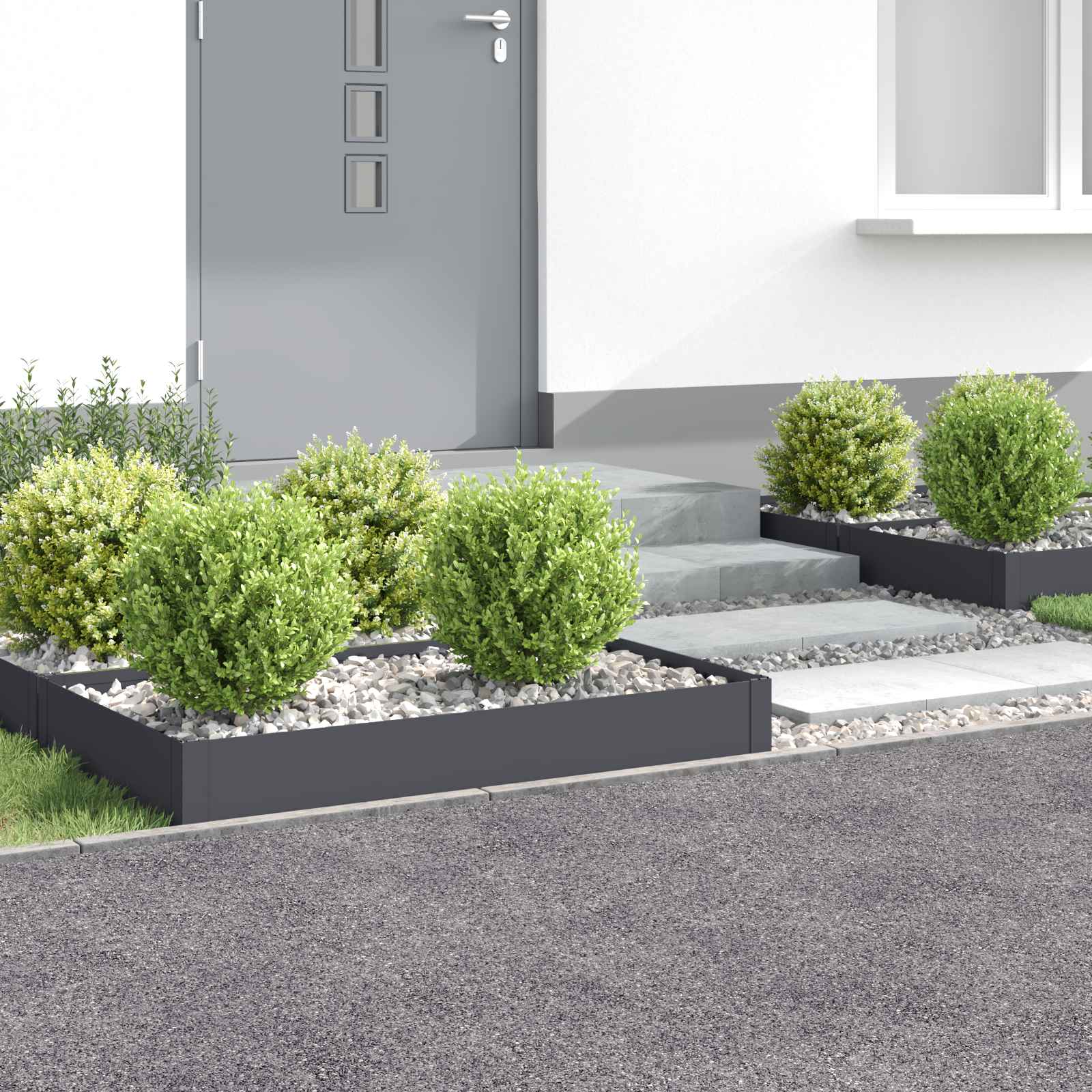 Gazonrand 4 st 100 x 60 x 20 cm Staal Antracietkleurig