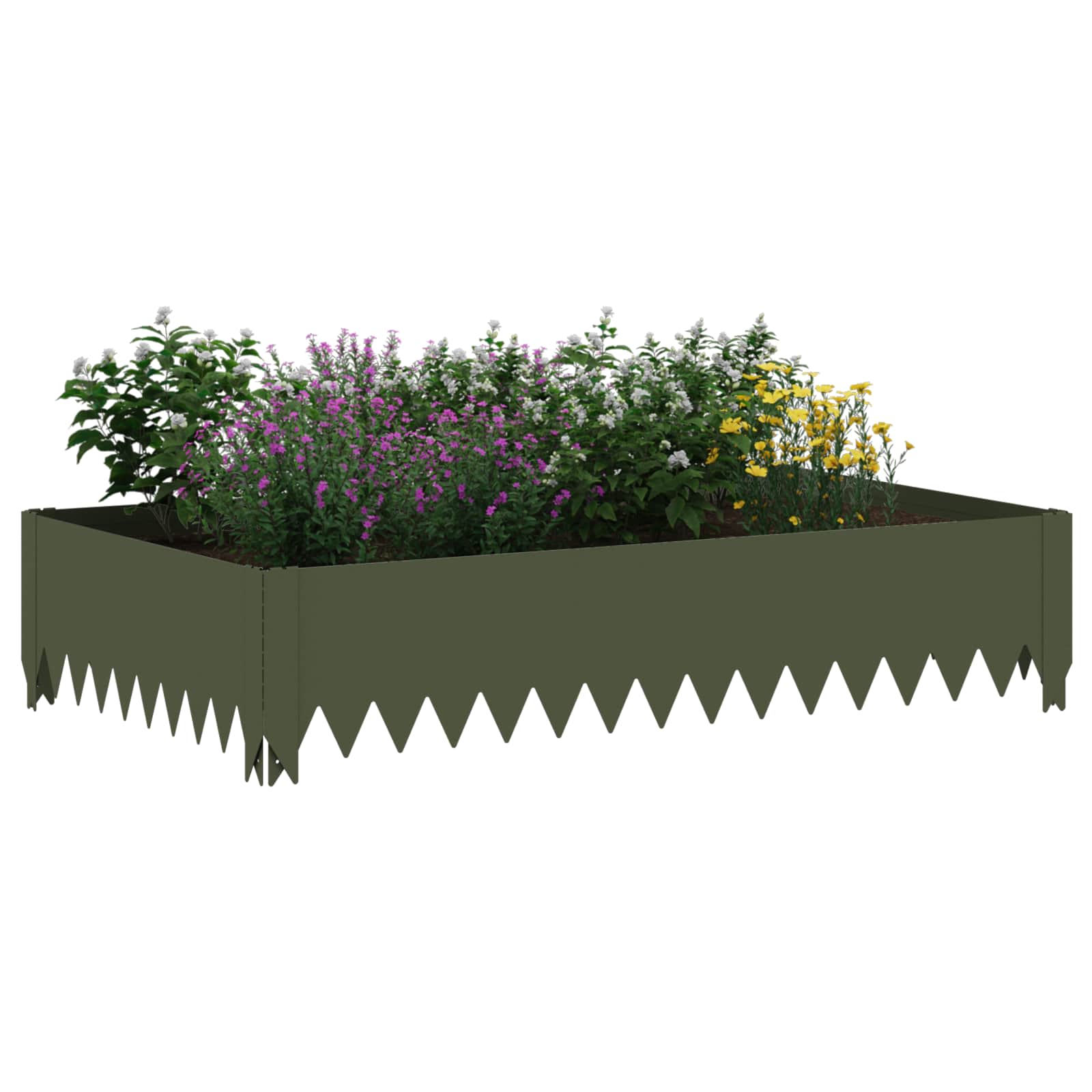 Gazonrand 100 x 60 x 20 cm Staal Olijfgroen