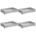 Gazonrand 4 st 100 x 60 x 20 cm Staal Zilverkleurig