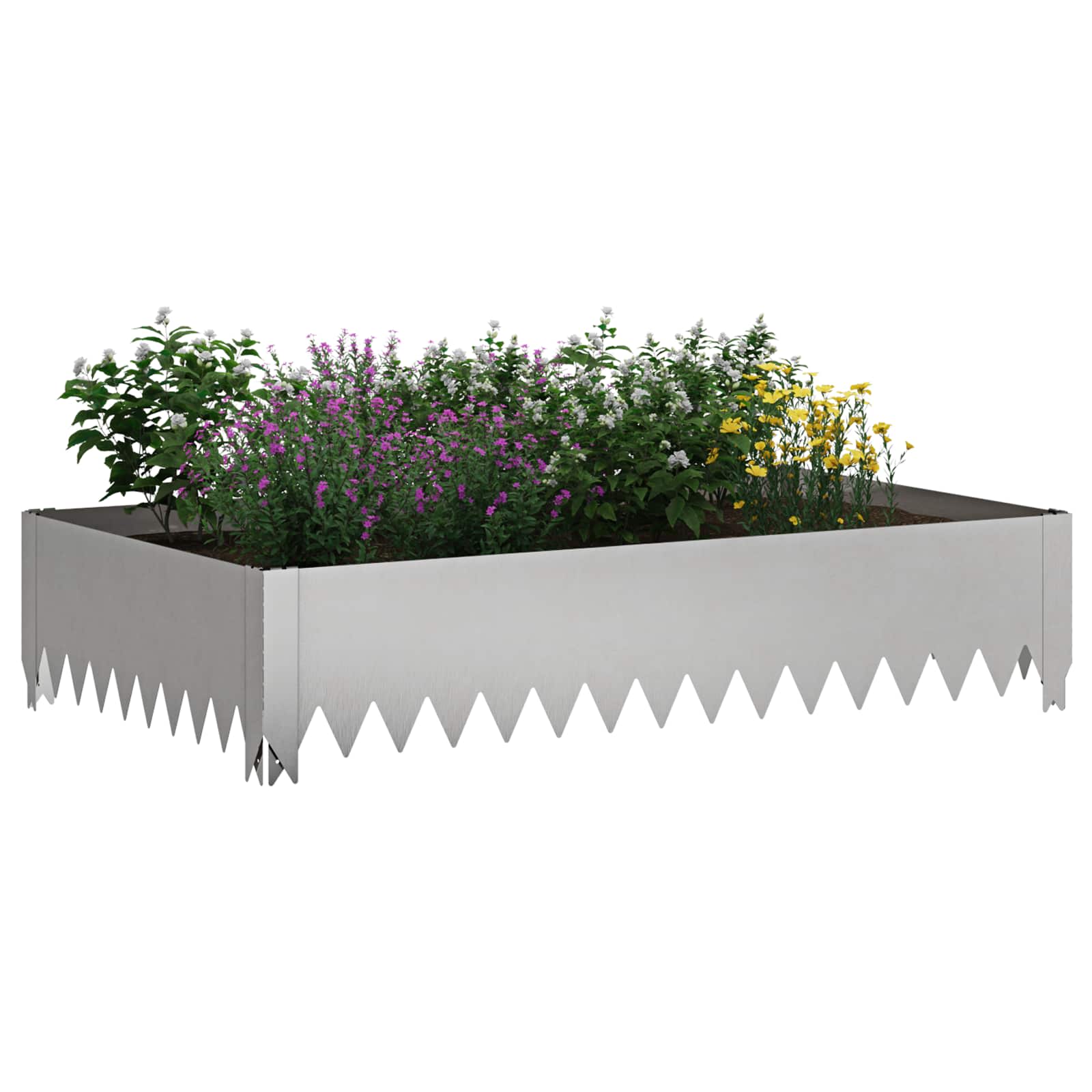 Gazonrand 4 st 100 x 60 x 20 cm Staal Zilverkleurig