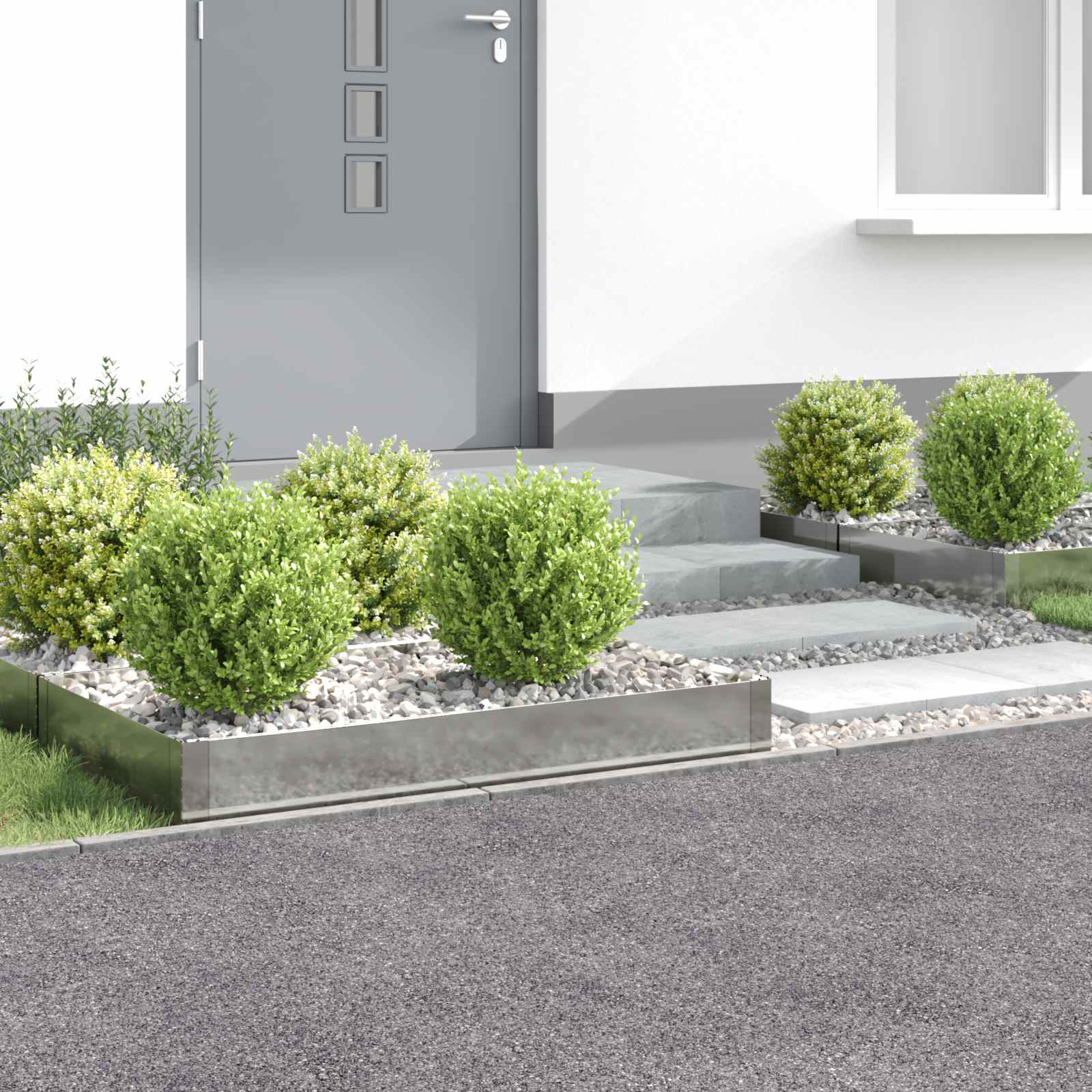 Gazonrand 4 st 100 x 60 x 20 cm Staal Zilverkleurig