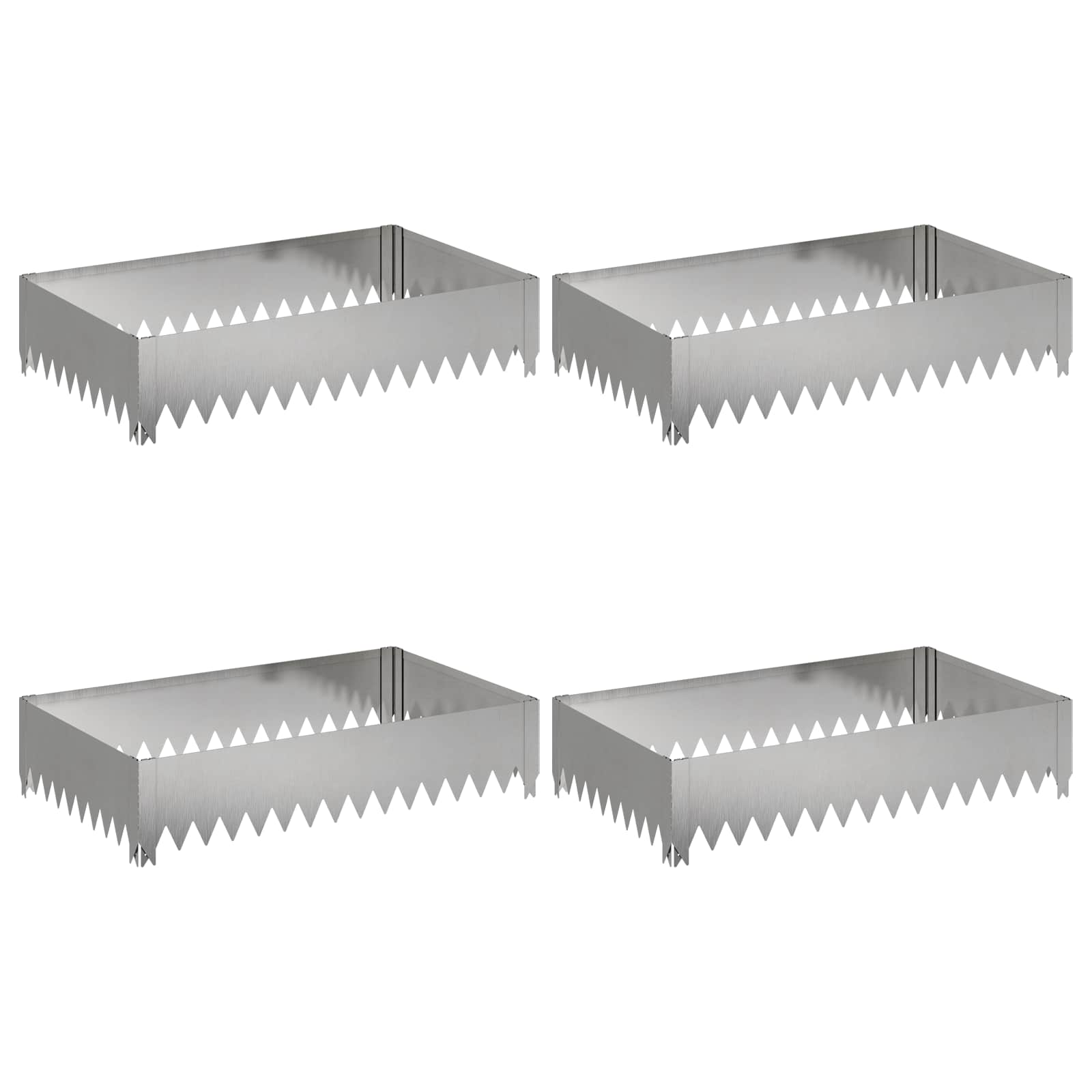 Gazonrand 4 st 100 x 60 x 20 cm Staal Zilverkleurig