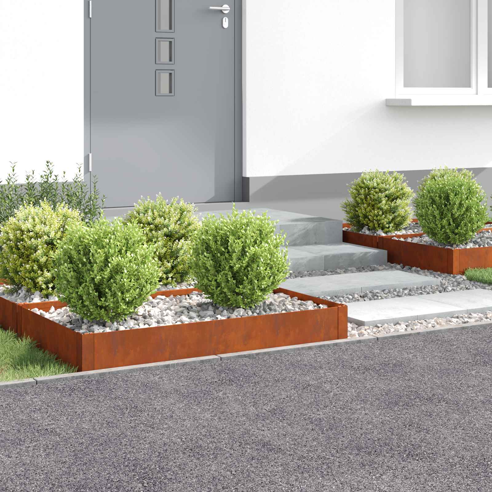 Gazonrand 4 st 100 x 60 x 20 cm Staal Roestig