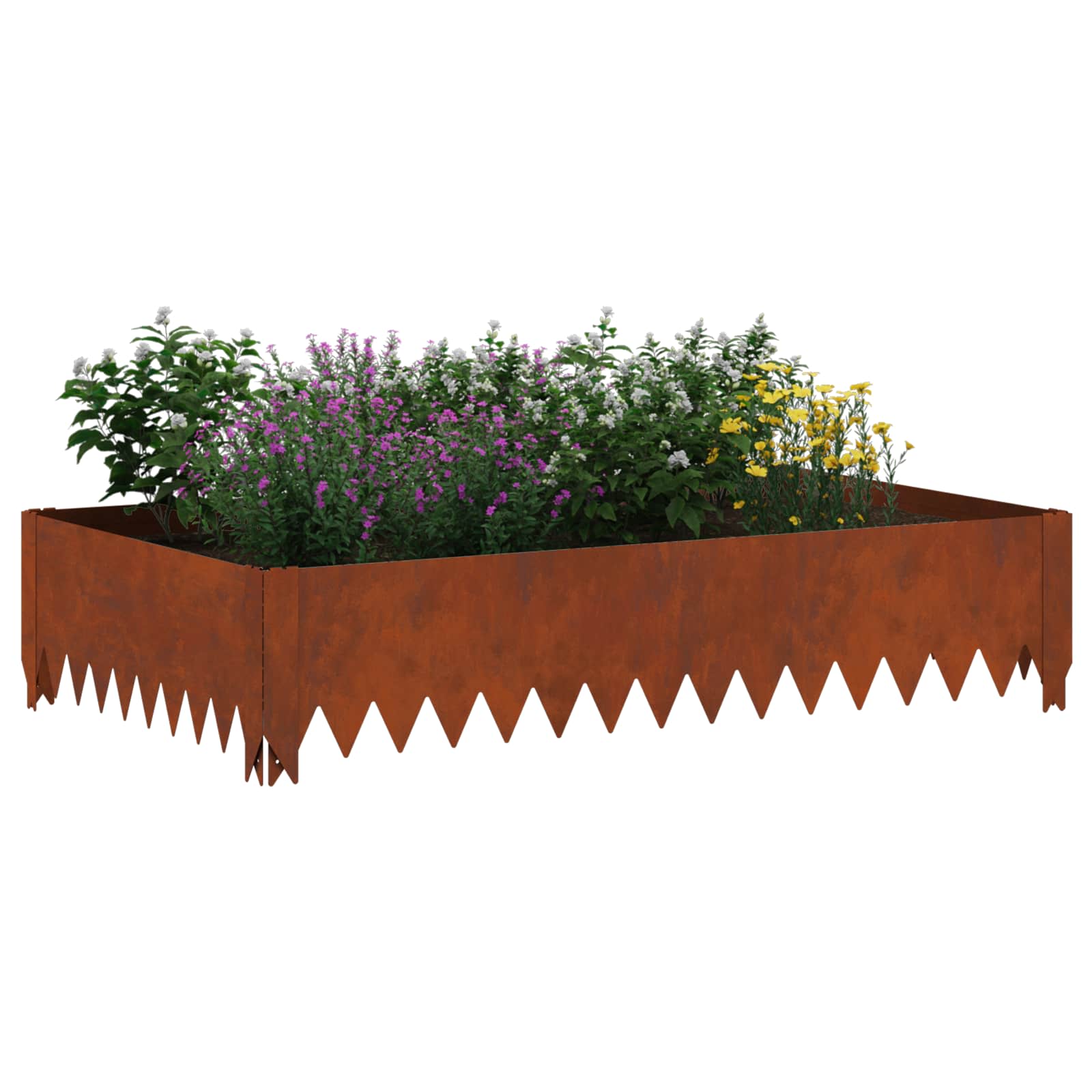 Gazonrand 4 st 100 x 60 x 20 cm Staal Roestig
