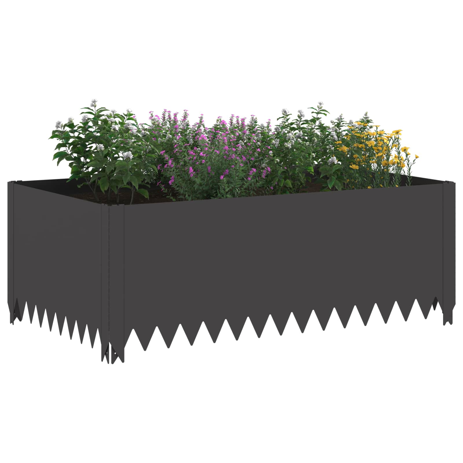 Gazonrand 100 x 60 x 35 cm Staal Zwart