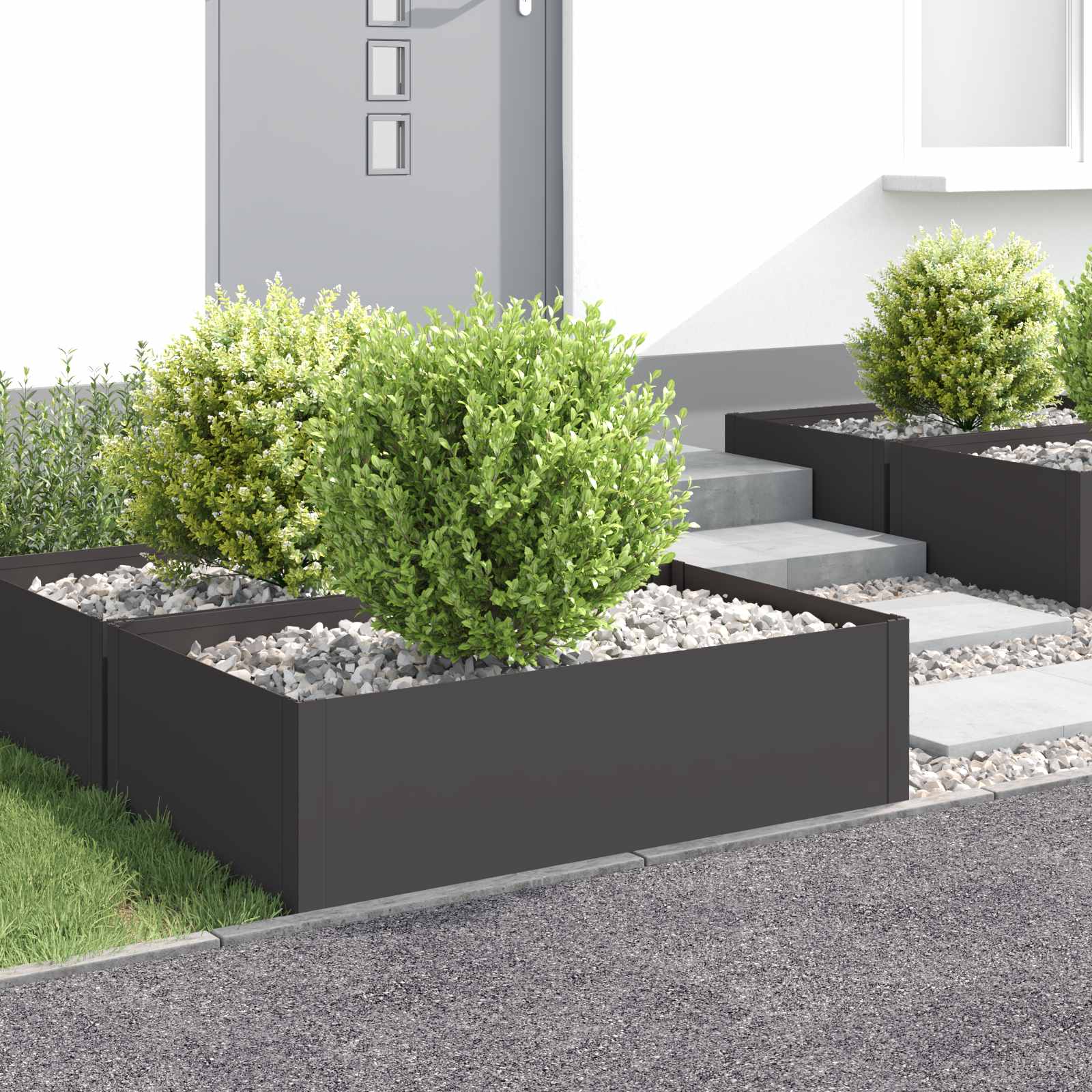 Gazonrand 4 st 100 x 60 x 35 cm Staal Zwart