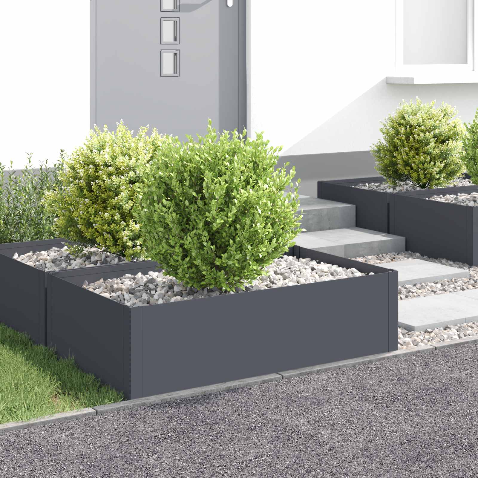 Gazonrand 4 st 100 x 60 x 35 cm Staal Antracietkleurig