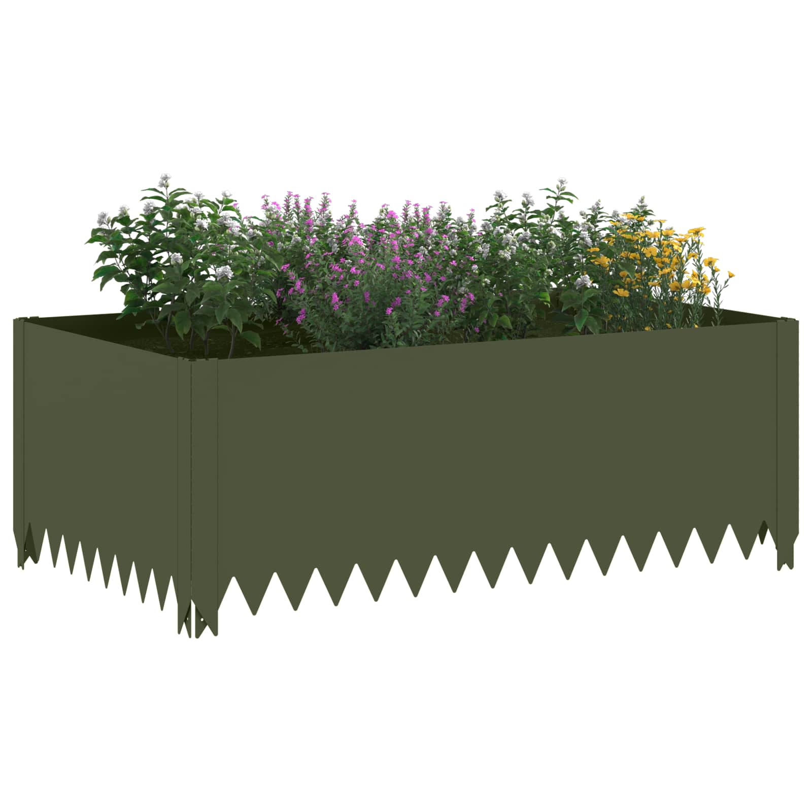 Gazonrand 100 x 60 x 35 cm Staal Olijfgroen