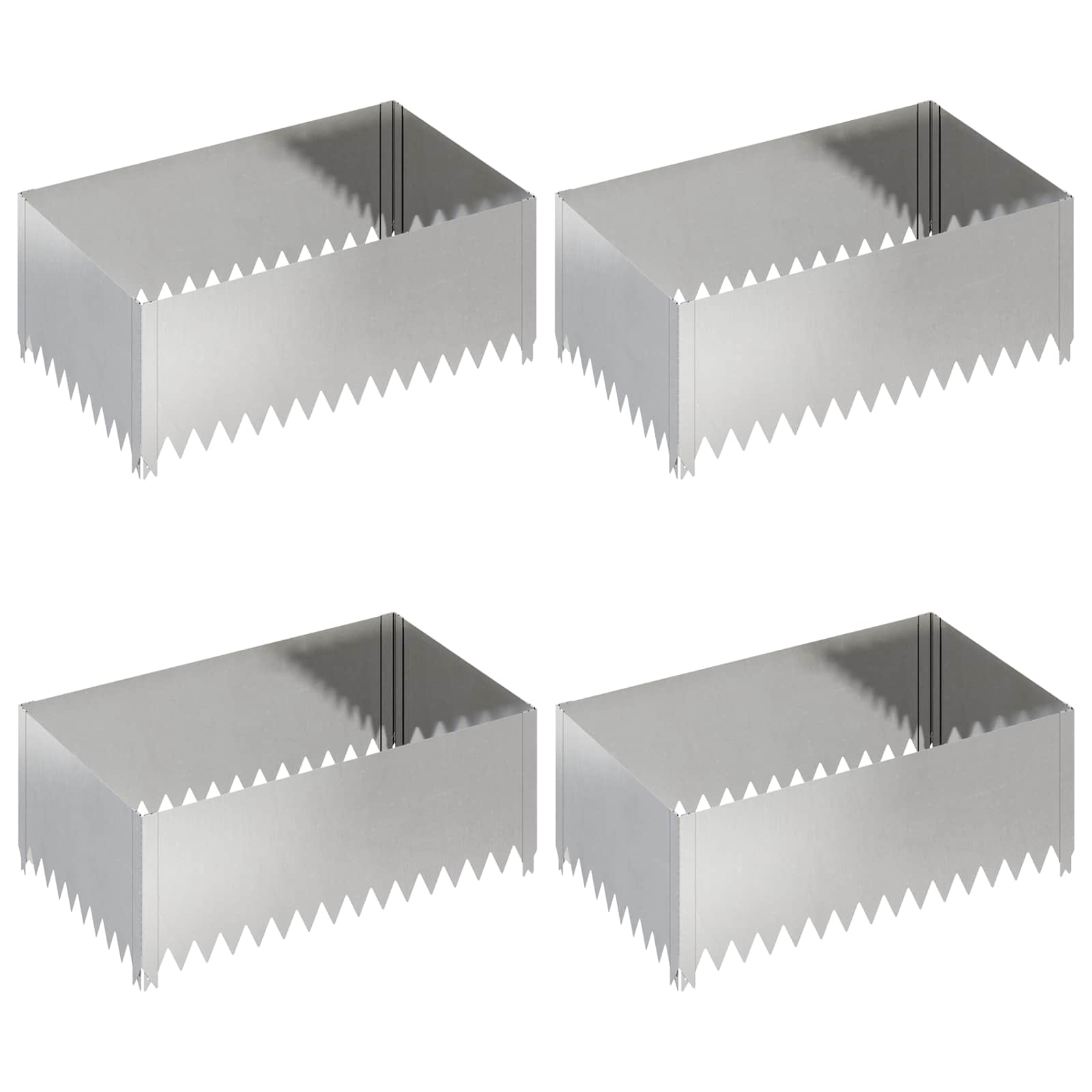 Gazonrand 4 st 100 x 60 x 35 cm Staal Zilverkleurig