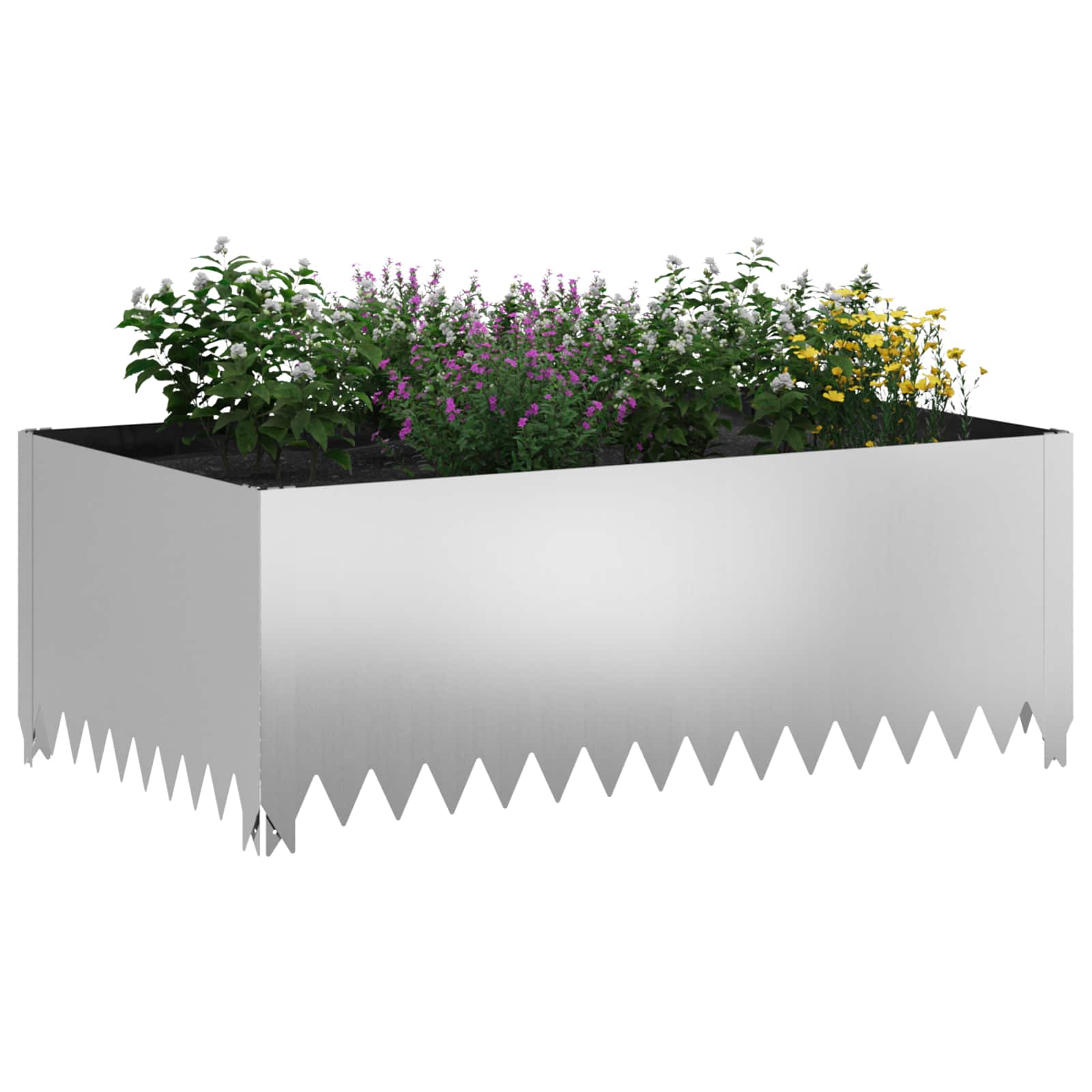 Gazonrand 4 st 100 x 60 x 35 cm Staal Zilverkleurig
