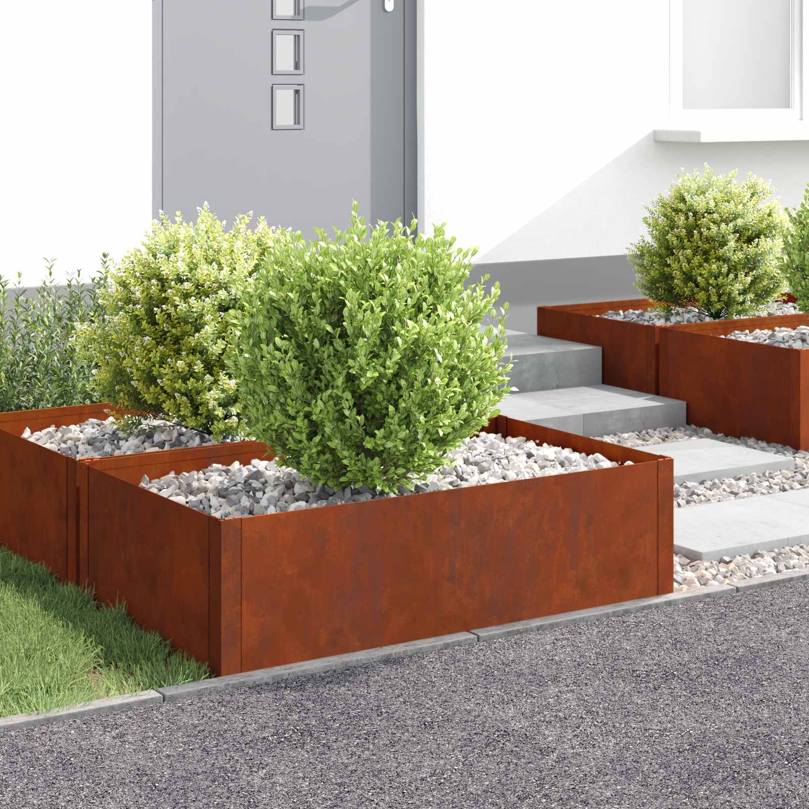Gazonrand 4 st 100 x 60 x 35 cm Staal Roestig
