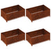 Gazonrand 4 st 100 x 60 x 35 cm Staal Roestig