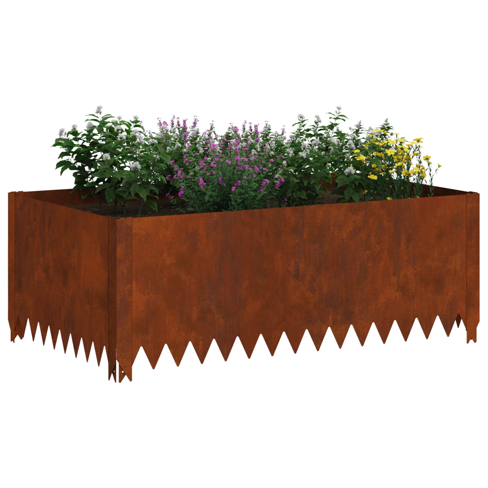 Gazonrand 4 st 100 x 60 x 35 cm Staal Roestig