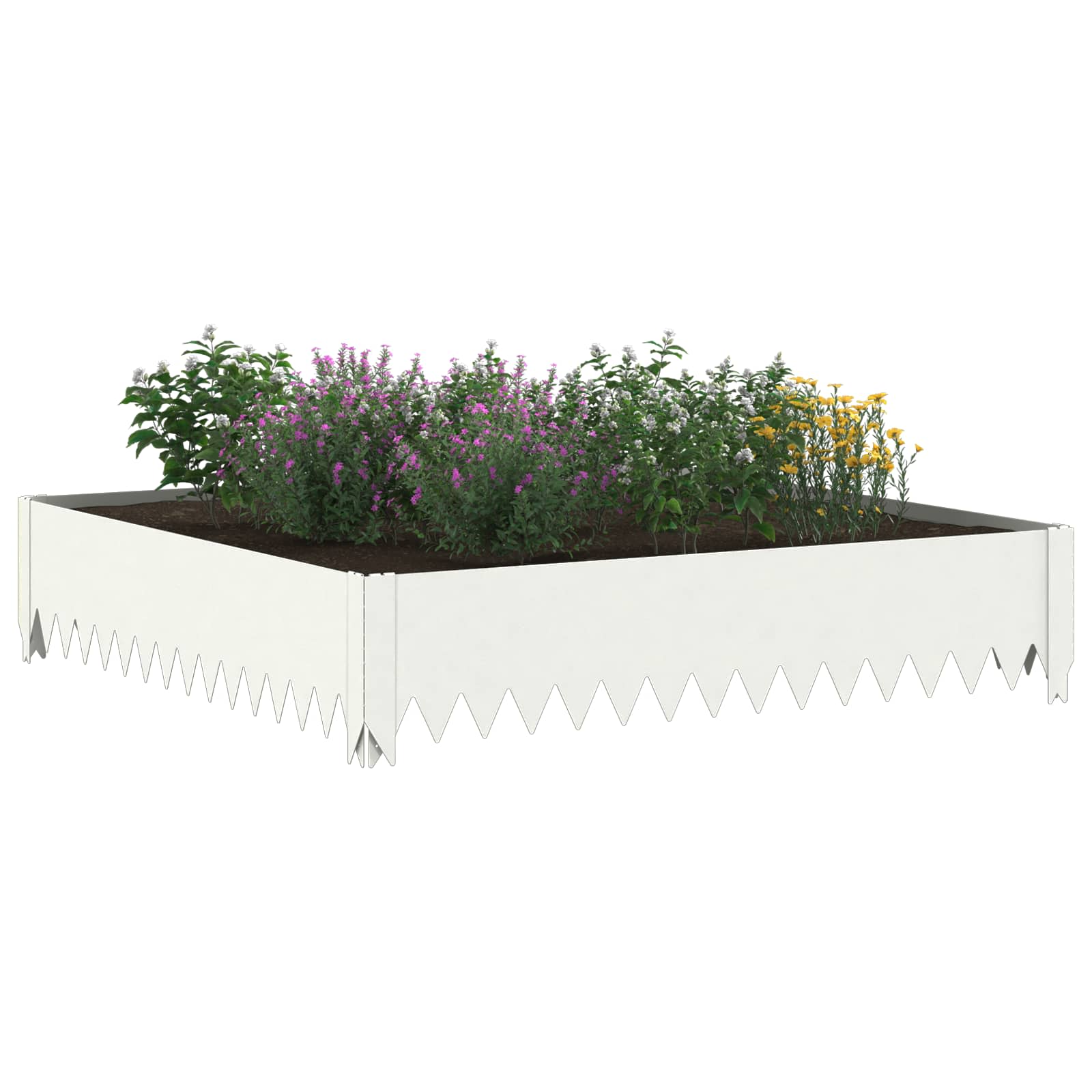 Gazonrand 4 st 100 x 100 x 20 cm Staal Wit