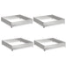 Gazonrand 4 st 100 x 100 x 20 cm Staal Zilverkleurig
