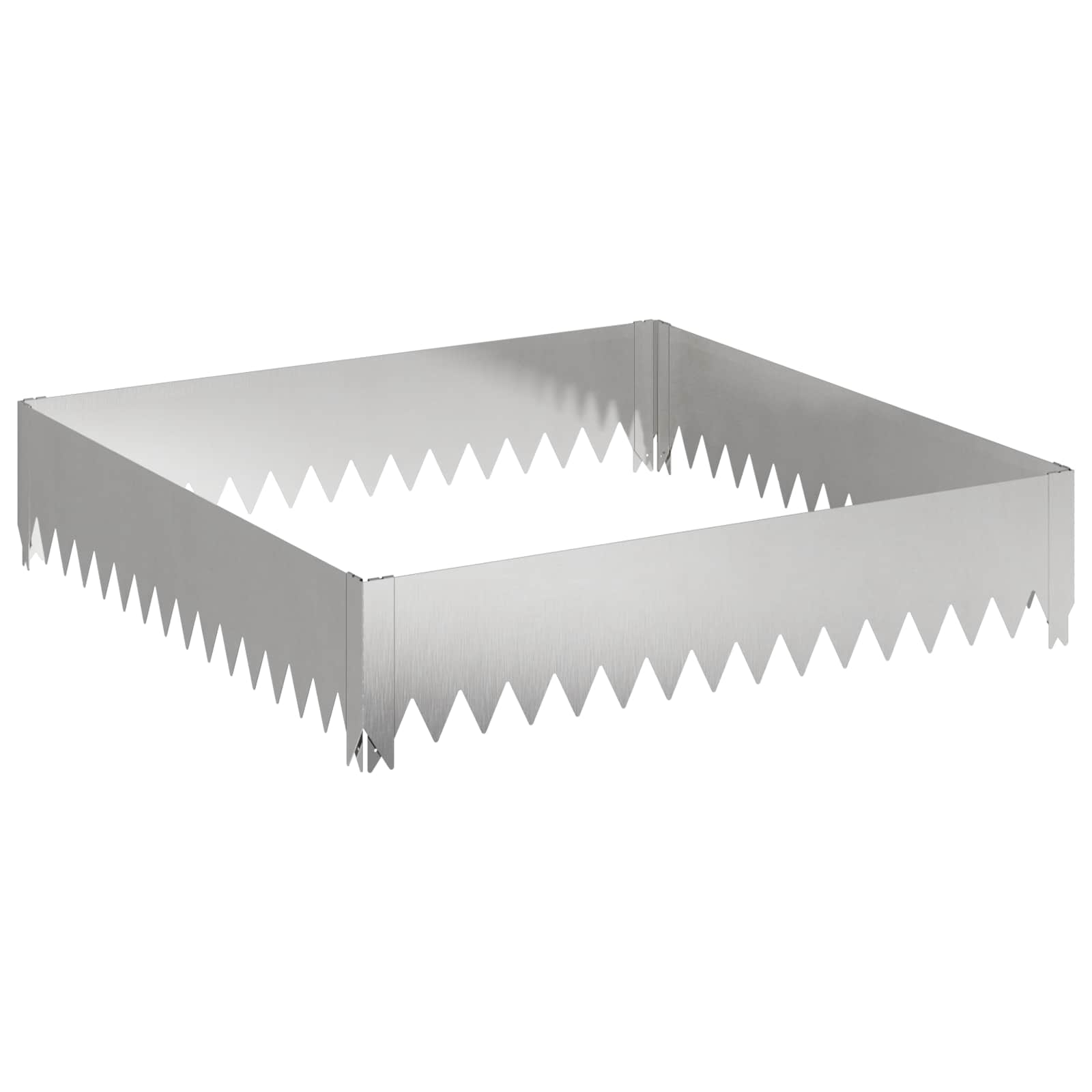 Gazonrand 4 st 100 x 100 x 20 cm Staal Zilverkleurig