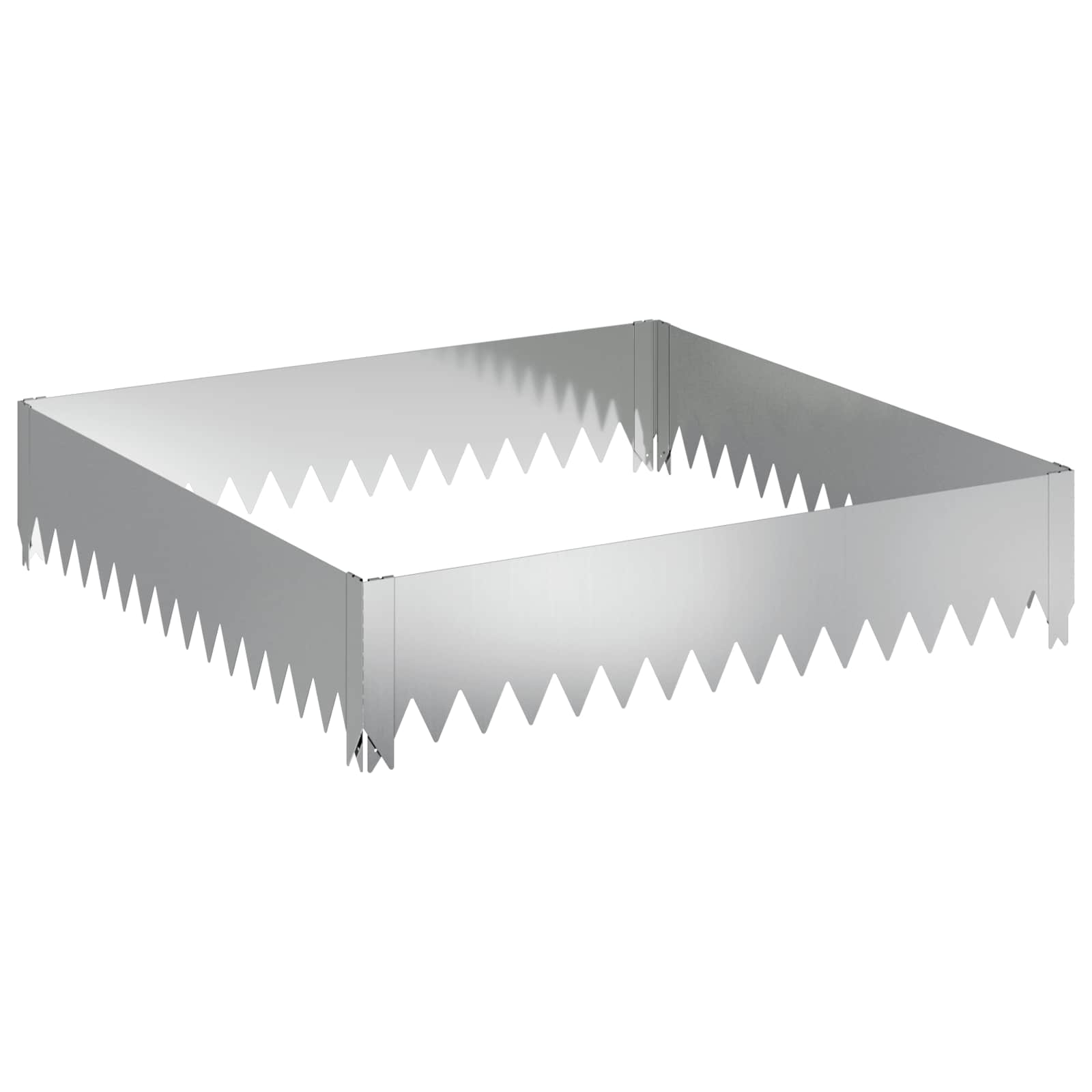 Gazonrand 4 st 100 x 100 x 20 cm Staal Zilverkleurig