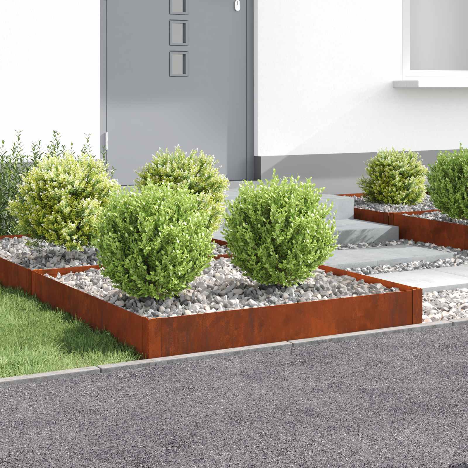 Gazonrand 4 st 100 x 100 x 20 cm Staal Roestig