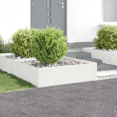 Gazonrand 4 st 100 x 100 x 35 cm Staal Wit